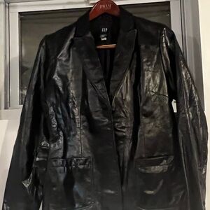 GAP Women's Sleek Black Leather Jacket